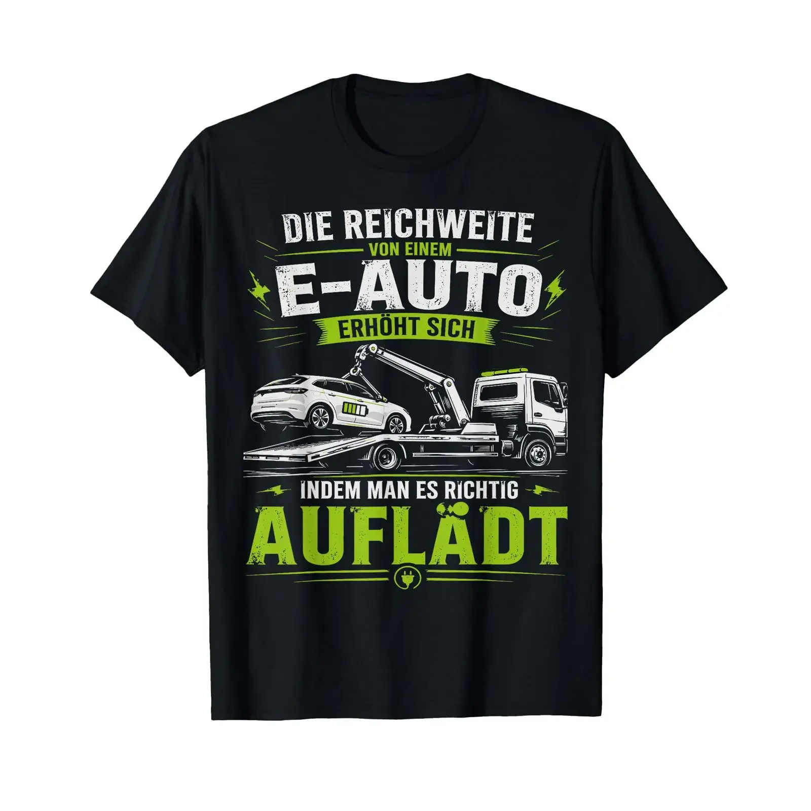 Funny saying about electric car range and towing T shirt vintage Washed fashion Casual Versatile streetwear Breathable Unisex