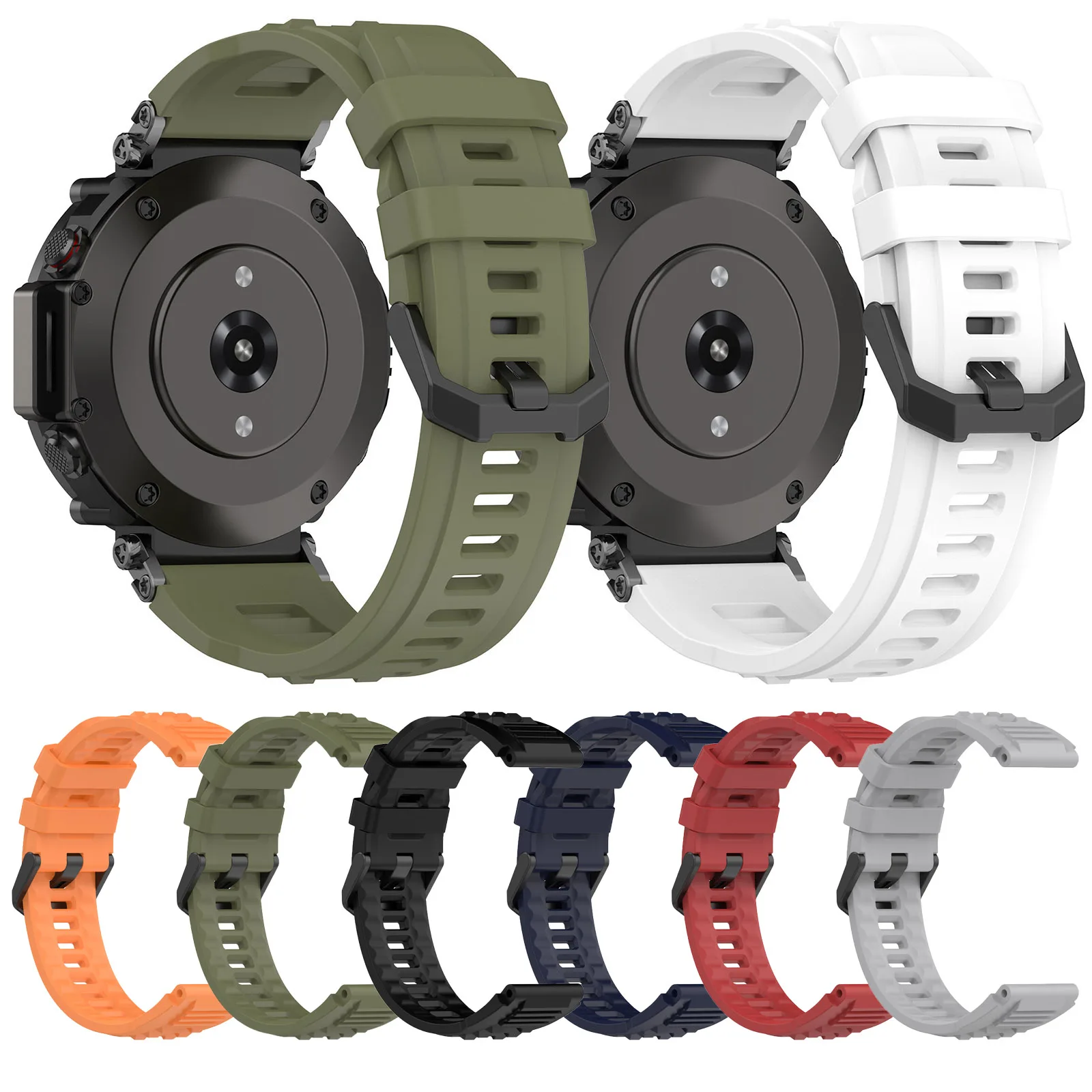 Watch Bands Compatible with Amazfit T-Rex Ultra Smart Watch Band Strap Soft Silicone Replacement Wristband Sport Band for Men