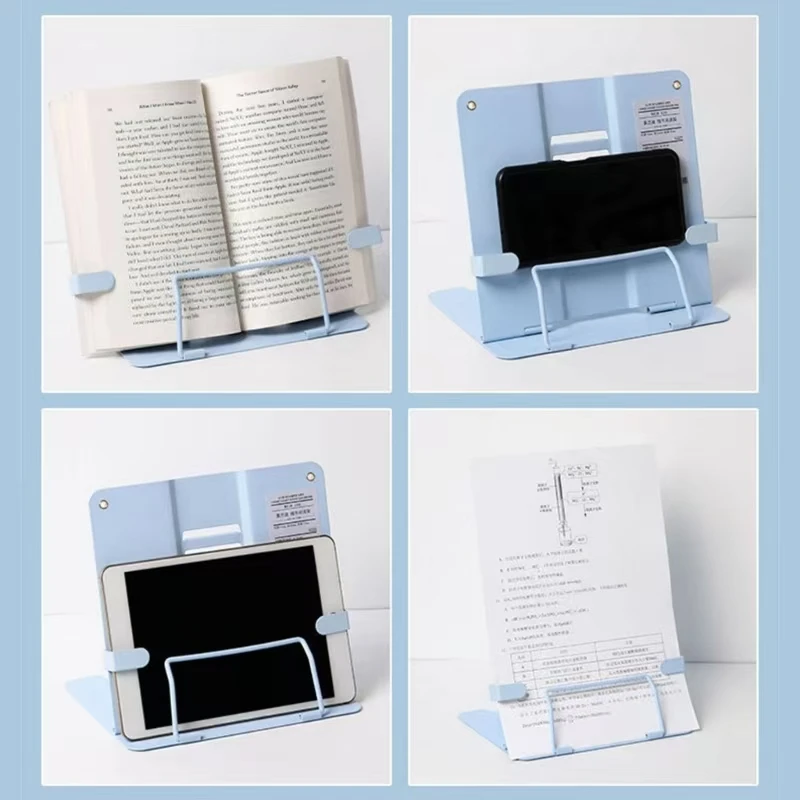 Metal Book Stand Adjustable Cookbook Document Reading Stand Rest Foldable Desk Book Holder Heavy Duty Book Display Stand