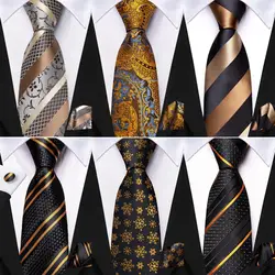 Hi-Tie para niños y niñas, corbata de seda a rayas negras y doradas de Cachemira, uniforme de disfraz de actuación en escenario, 120x6CM