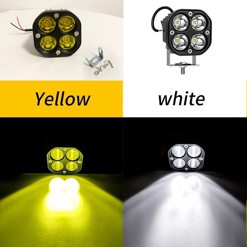 3 Inch 40W LED Work Light Spot Offroad Driving Lamp for Motorcycle Truck SUV ATV 12V 24V White Yellow Fog Light Waterproof