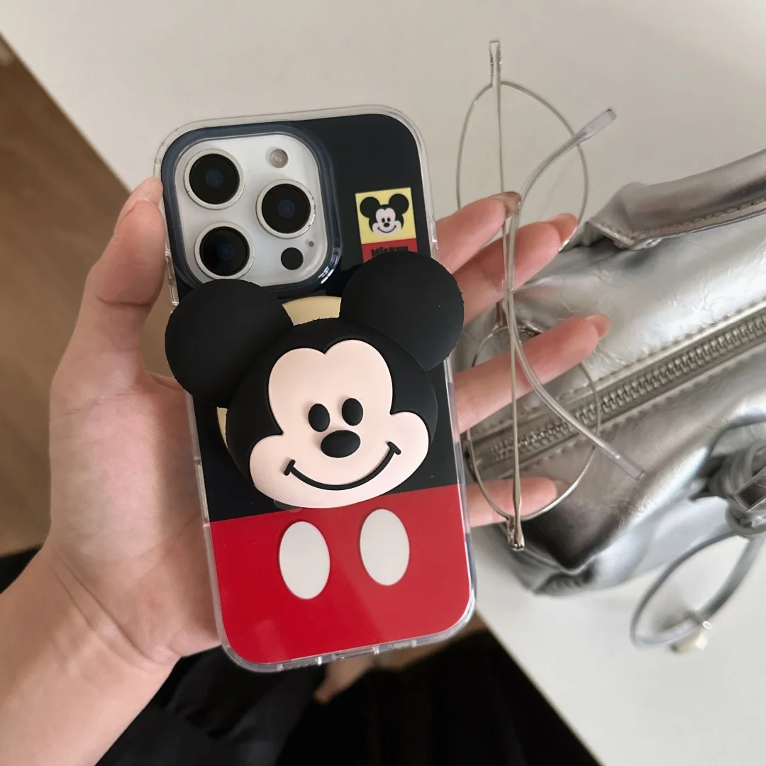 

Mickeys Minnies Mouses Black Red Magnetic Holder Magsafe Wireless Charge Phone Case For iPhone 16 15 14 13 Pro Max Cover﻿