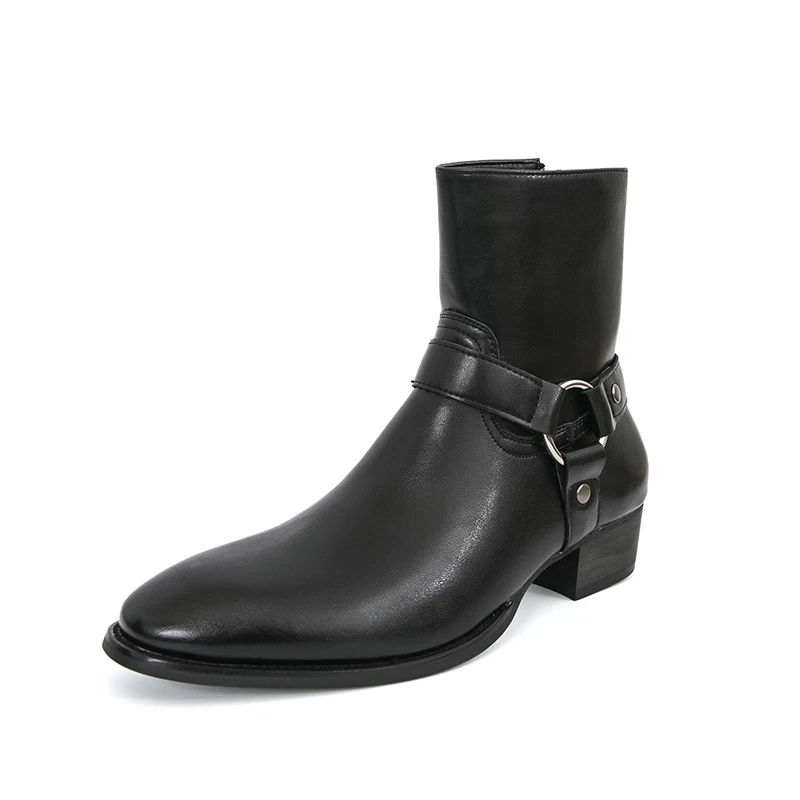 Men's Boots Autumn Fashion Brand Cowboy Boots Classic Black Men Ankle Boots New Comfort High Top Leather Shoes Zapatos De Hombre