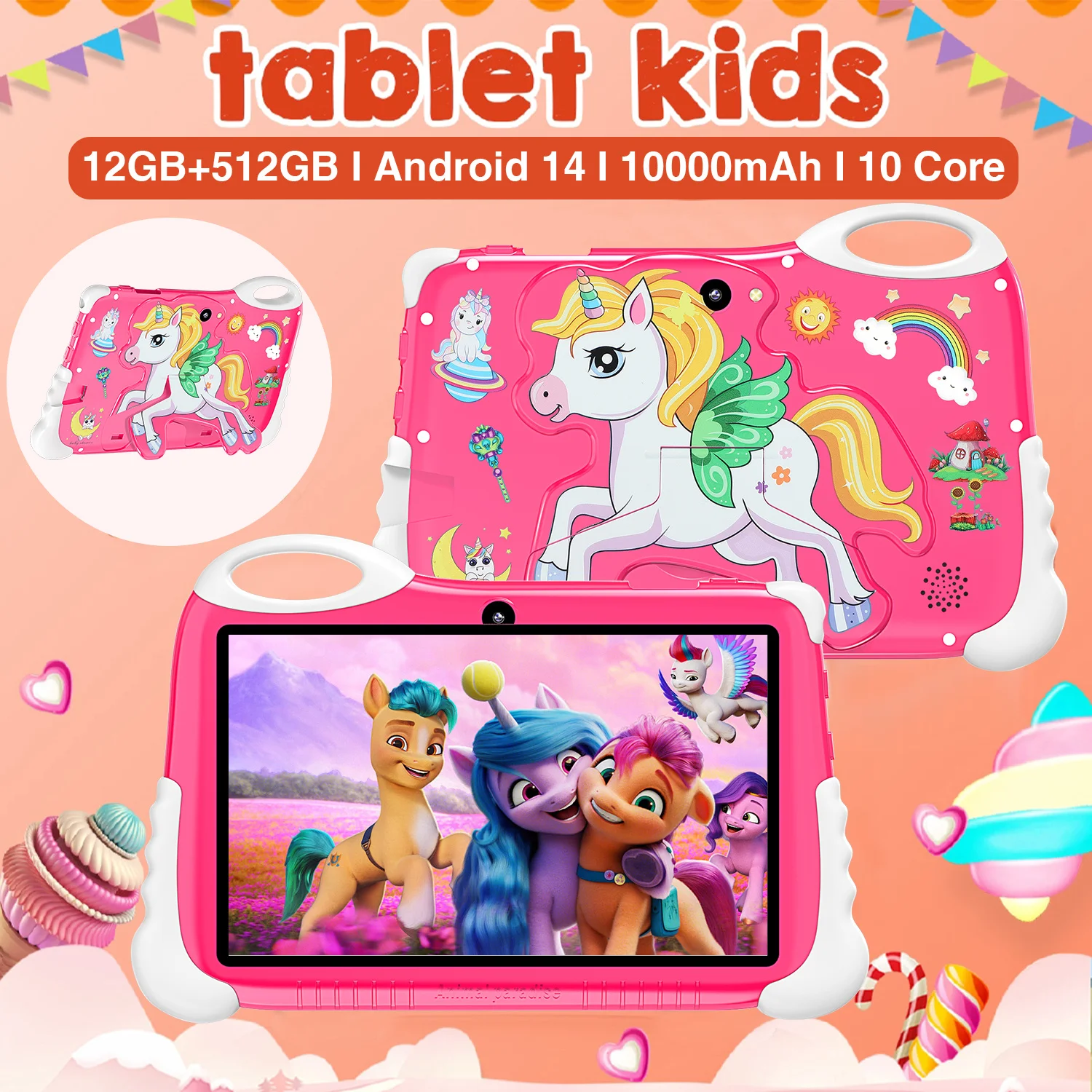 

Newest Kid's Tablet Android14 7.1 HD Screen Dual Card Dual Standby 12GB Memory 10000mAh GPS Satellite Positioning 16MP+32MP Gift