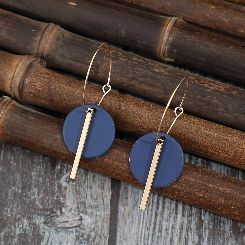 خمر الحد الأدنى أقراط مستديرة مستطيلة للنساء الذهبي المينا لهجات طويلة شرابة استرخى إسقاط أقراط مجوهرات الأزياء