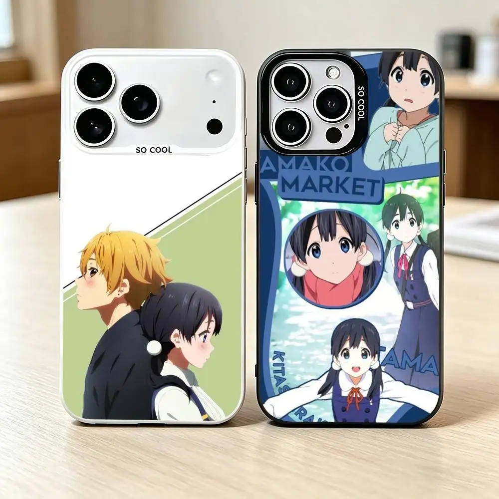 Capa de Celular Anime T-Tamago M-Market para iPhone 17, 16, 15, 14, 13, 12, 11 Plus, Pro Max, XS, Capa de Celular Colorida Prateada