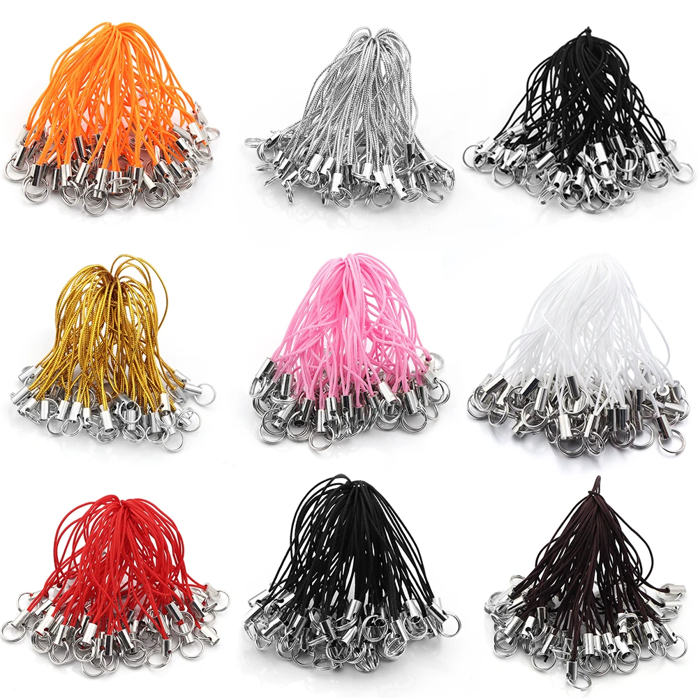 50pcs/lot Hand Wrist Lanyard String Short Grip Lanyard Mobile Phone Strap for USB Flash Drive Keychain ID Badge Holder DIY