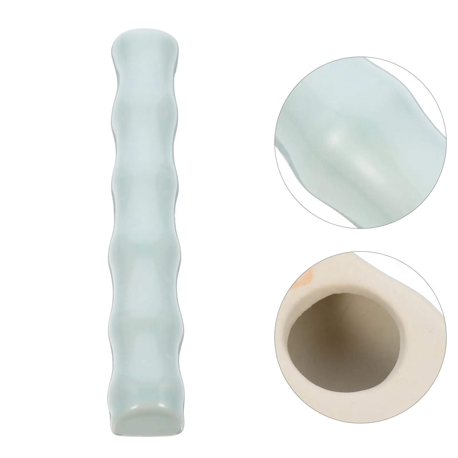 

Chinese Calligraphy Bamboo Joint Ceramic Brush Pen Rest Small Pen Holder Anti-Skid Writing Brush Stand Desk Use