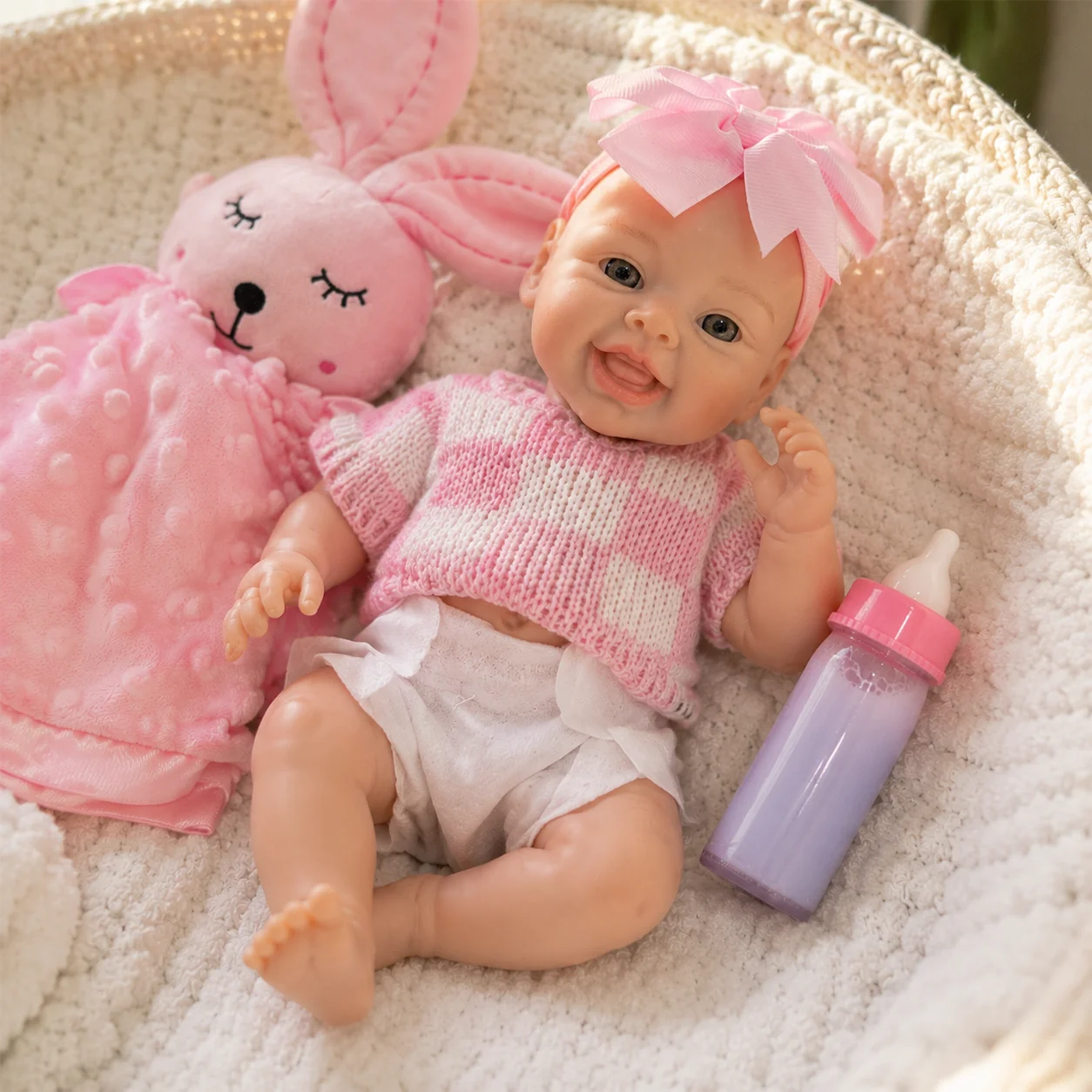 Lifelike 10 Inch Harper Full Silicone Reborn Baby Girl Doll Soft Skin Toy For Collectors or Photography Props Overseas Warehouse Stock