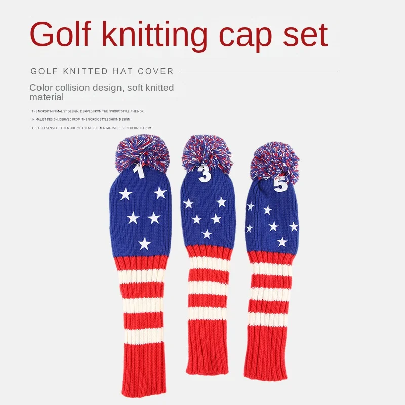 

3Pcs Golf Wooden Pole Sets Knitted 1/3/5 Thickened Wool Protective Sleeve Golf Accessories