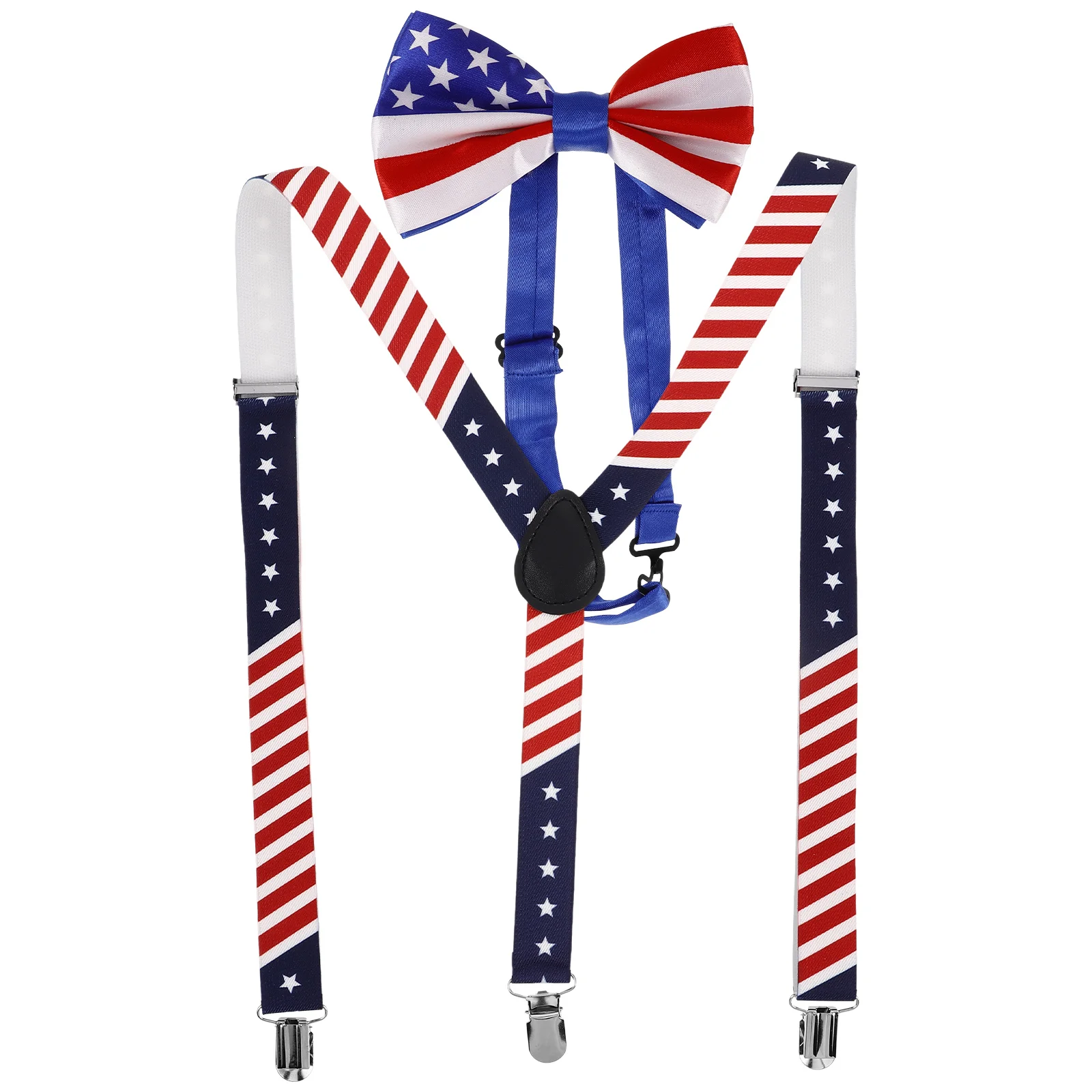 

US Flag Tie Strap Clip Bow Tie Strap Clip For Men Set for Independence Day Party Costume Accessories Mens Fashion Easy Clean