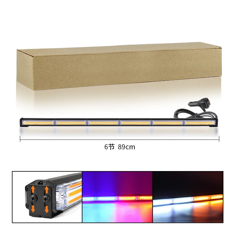 6 Sections 89cm LED Single-sided Bar Lights Car Flash Lights COB Strip Lights in The Net Light Escorting Warning Light 12-24V