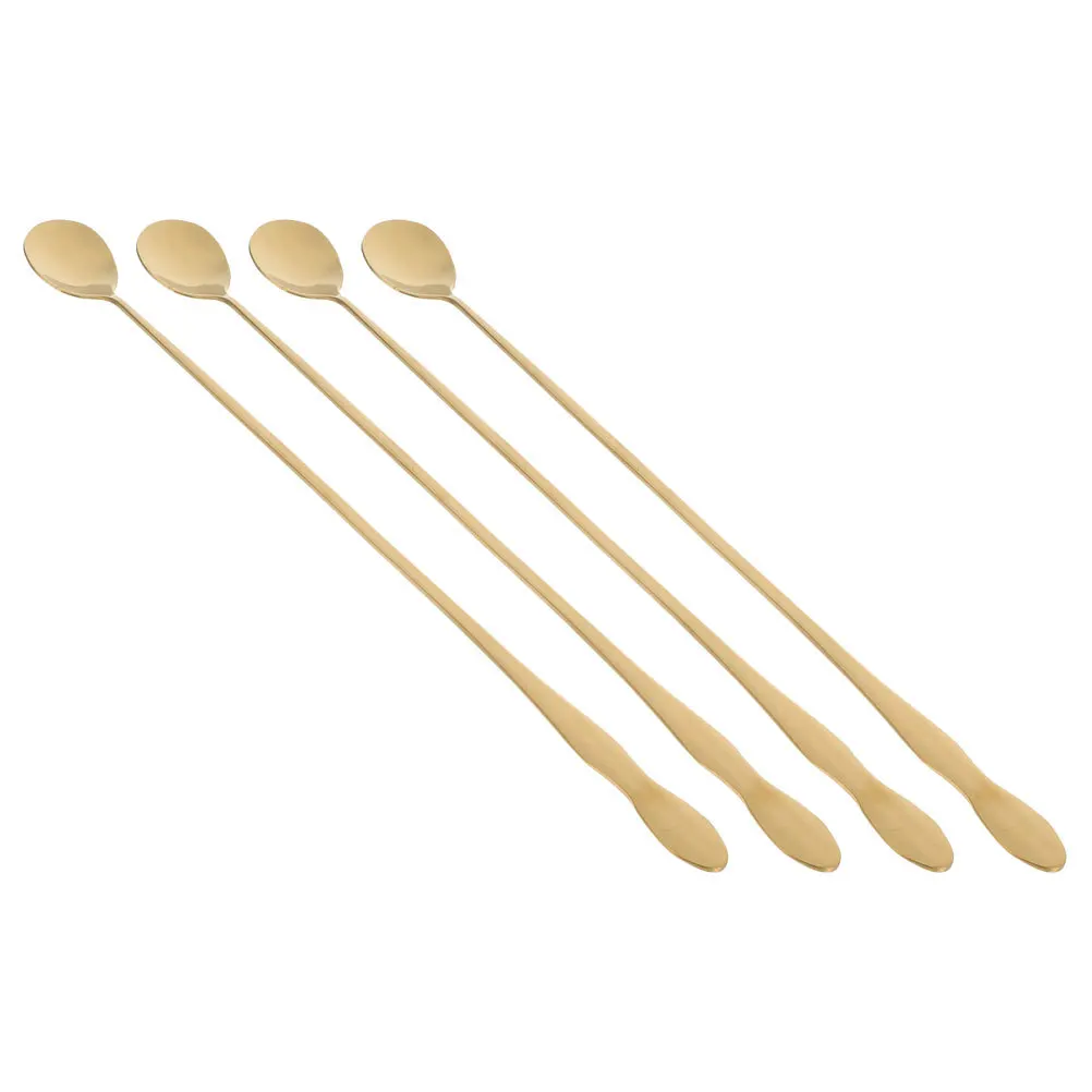 

4Pcs Long Handle Stainless Steel Spoons for Coffee Tea Beverages Unique Spoon Head Easy to Clean Modern Design