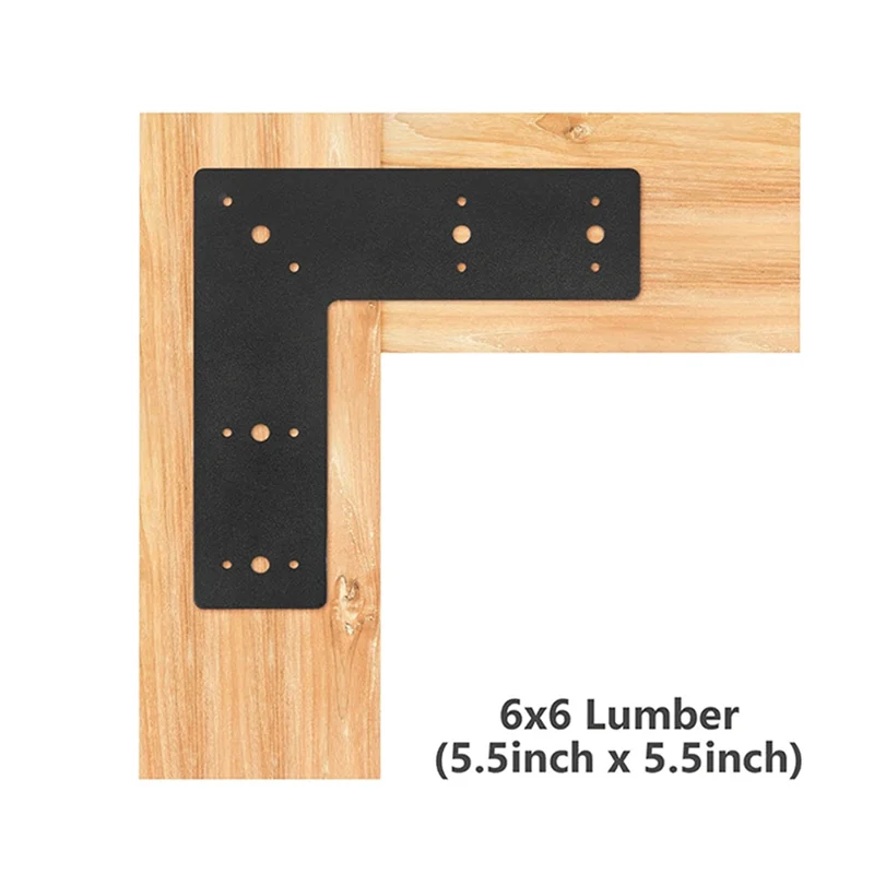 

AEE2-Right Angle Bracket 2 PCS,Mending Plate Flat Straight Steel L Shape Bracket, Black Powder Coated Post To Connectors