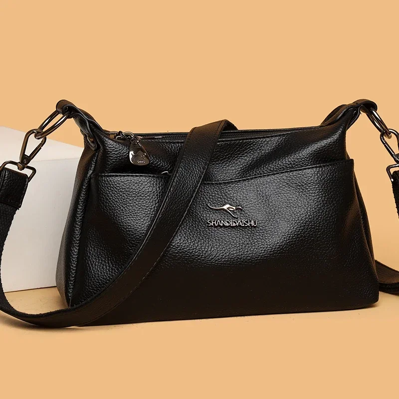 

Sewing Thread Solid Color Zipper Pu Shoulder Bags 2025High Quality Popular Casual Soft Lightweight Trendy Women's Crossbody Bags