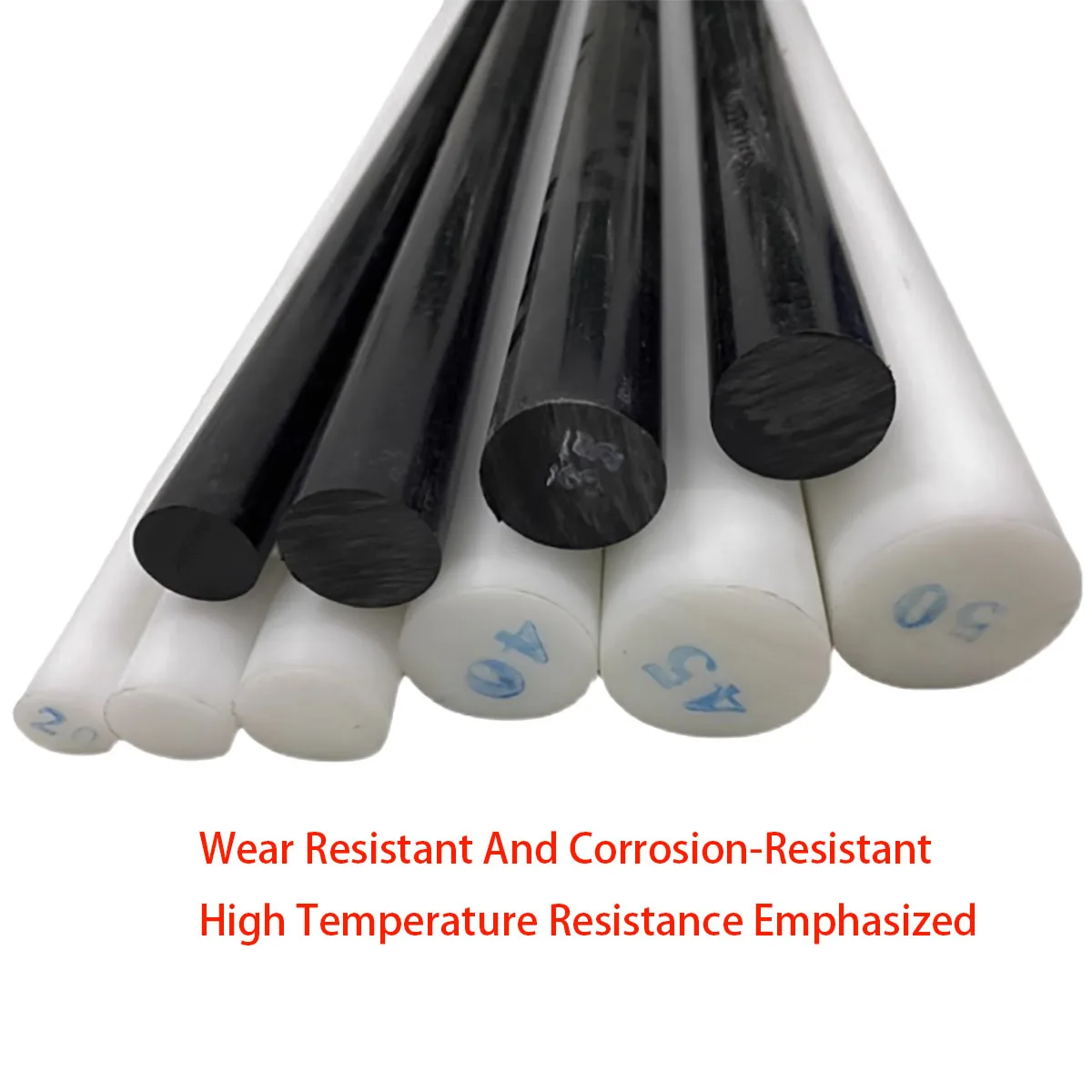 Black and white POM rod, polyoxymethylene rod, wear-resistant solid plastic rod, diameter 4/5/6/8/10/12/15/20/25-150mm