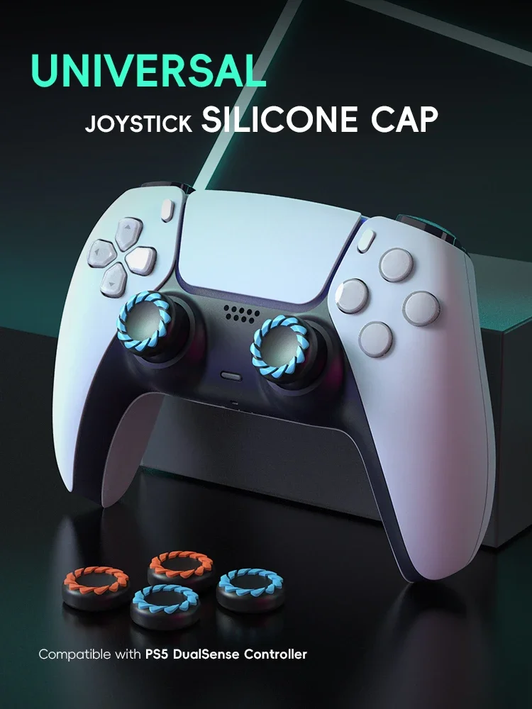 4PCS Silicone Thumb Grips Anti‑Slip Analog Stick Caps For PS5 PS4 PS3 PS4 Pro Slim Xbox One Series X|S Xbox 360 Controller Game