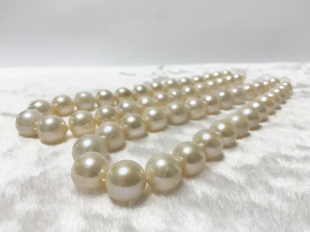 Big Size Natural 14-17mm  Sea Genuine White Round Less Flaw Pearl Necklace for Women with Clasp Fine Wedding Jewelry Pendnats