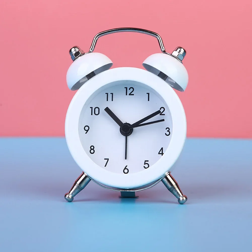1pcs Alarm Clock Movement Office Quartz Analog Clock Bedside Night Desk Table Lock Double Bell Home Decoration