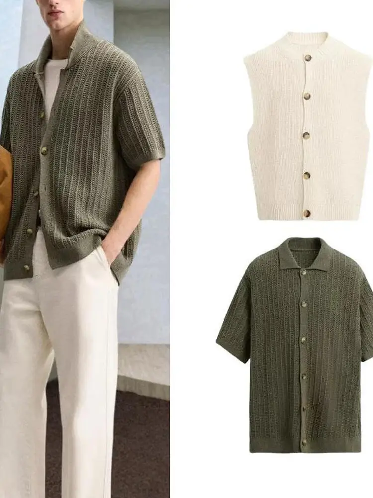 

Новое весеннее поступление, мужской повседневный вязаный жилет irt, круглая текстура Ne, на пуговицах, ort Sve Stand Fit Youth Faion