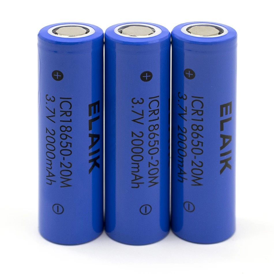 2PCS ICR18650-20M 3.6V 2000mAh rechargeable lithium battery stable performance Wide range of energy storage