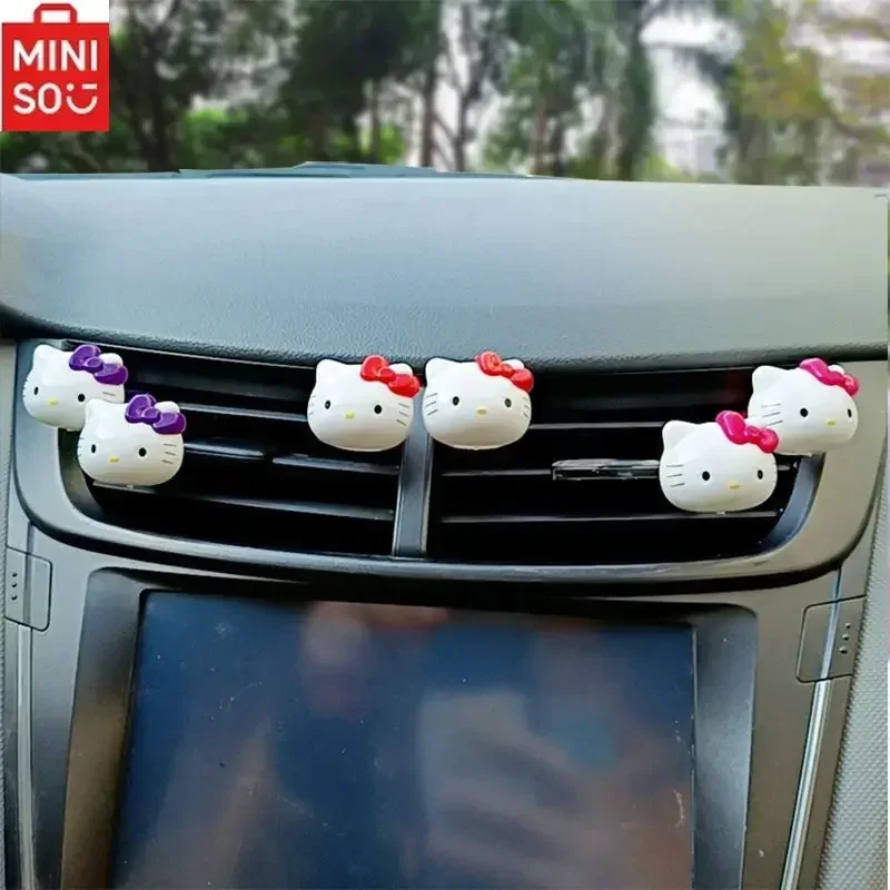 MINISO HelloKitty Car Air Outlet Aromatherapy Decorative Clip Air Outlet Ornaments Cartoon Kawaii Ladies Car Decoration Cat Head