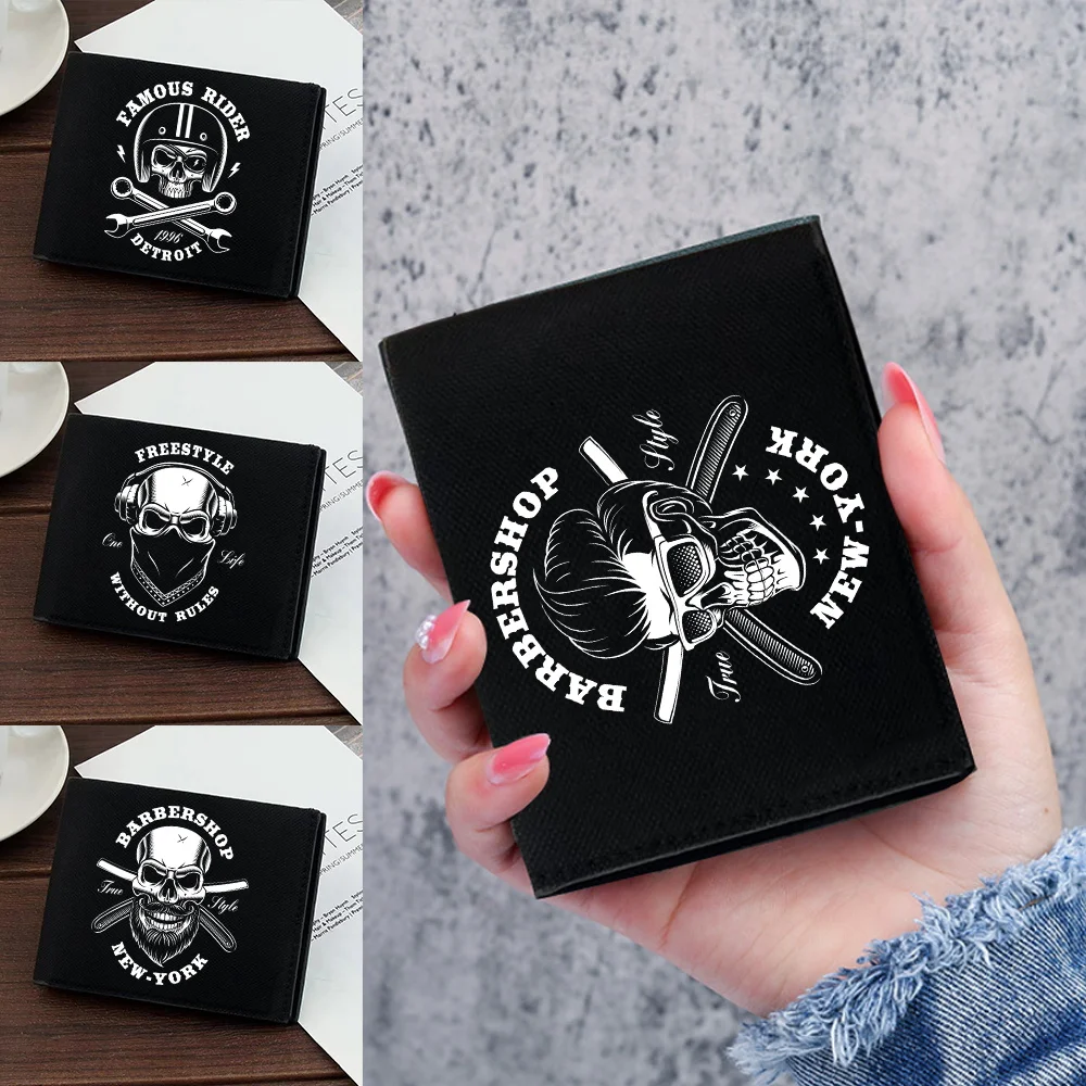 Casual Wallet Pocketbook New Fashion Skull Series Foldable Coin Pouch Id Card Holder Bank Card Storage Purse Portable