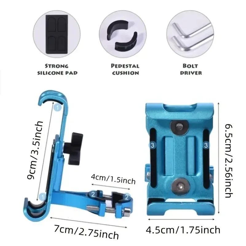 360 Rotate Metal Bicycle Motorcycle Phone Holder Aluminum Alloy Anti-slip Bracket Support GPS Clip Bike Phone Stand for iPhone