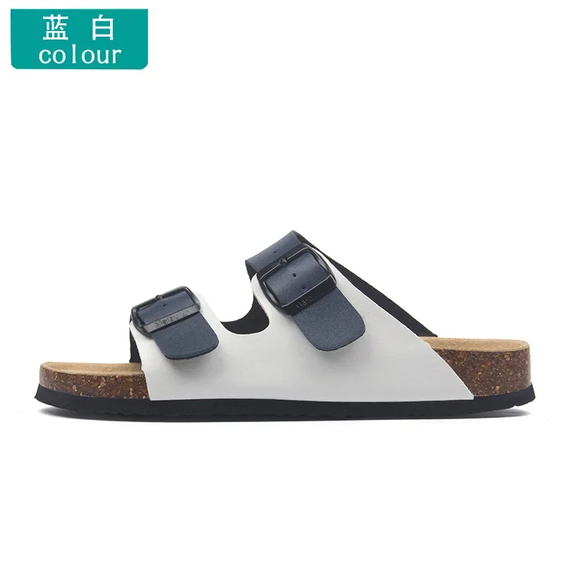 Slippers Women Buckle Flat Bottom Cork Slippers Man Summer Unisex Beach Button Outdoor Casual Sandals Designer Ladies Shoes