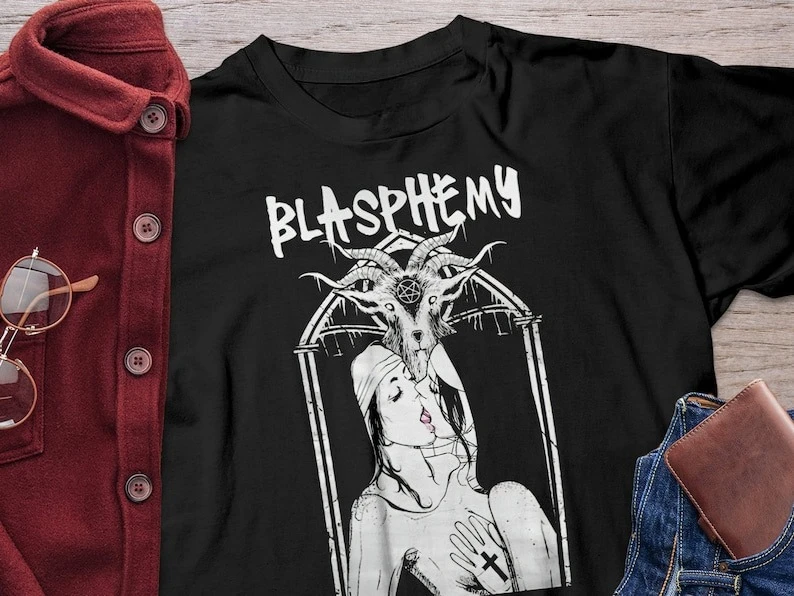 

Blashemy Nun Lesbian Sexy Unholy Unisex T-shirt Plants Gift Friend Dark Tshirts Horror Clothing for Halloween Tee Tops Cotton