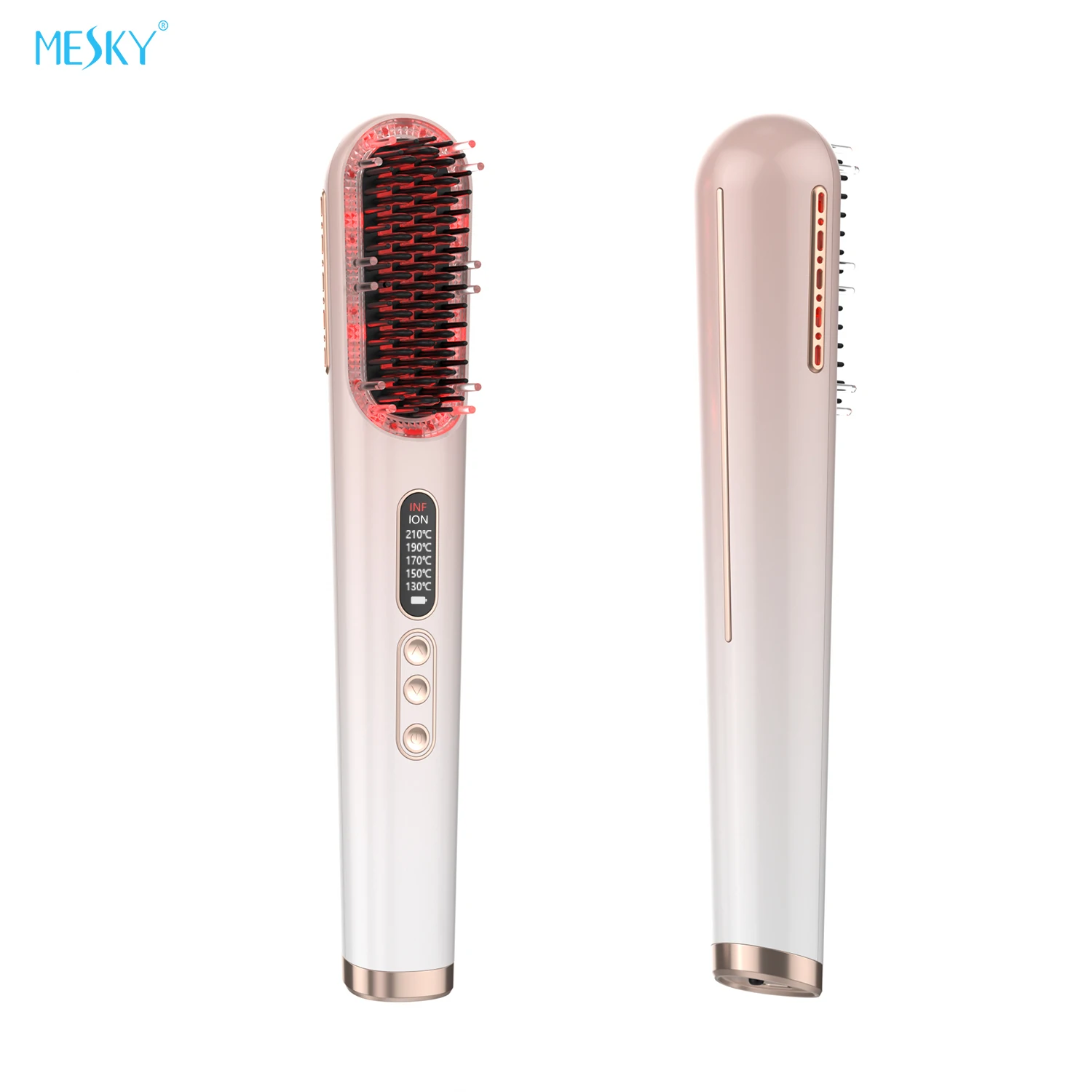 Smart Library 2026 Portable 100-240V 130-210℃ Wireless Infrared Negative Ion Straightening Comb With Charger