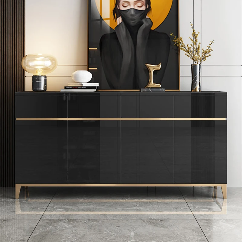 Light luxury marble slate sideboard, modern simple living room pantry, Italian minimalist multi-functional locker