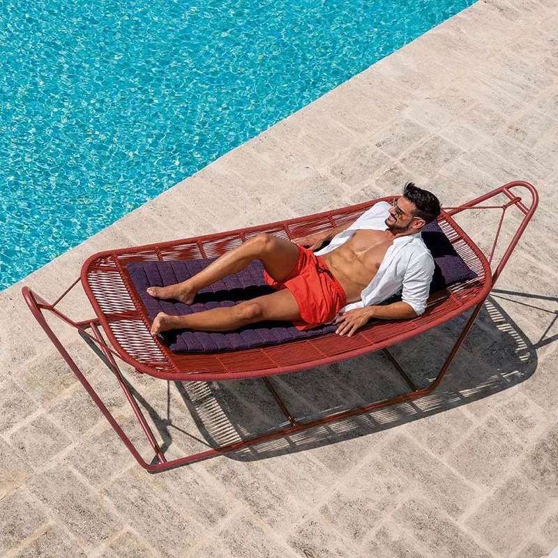 

Outdoor Bed Courtyard Rattan Hammock Outdoor Villa Garden Terrace Pool