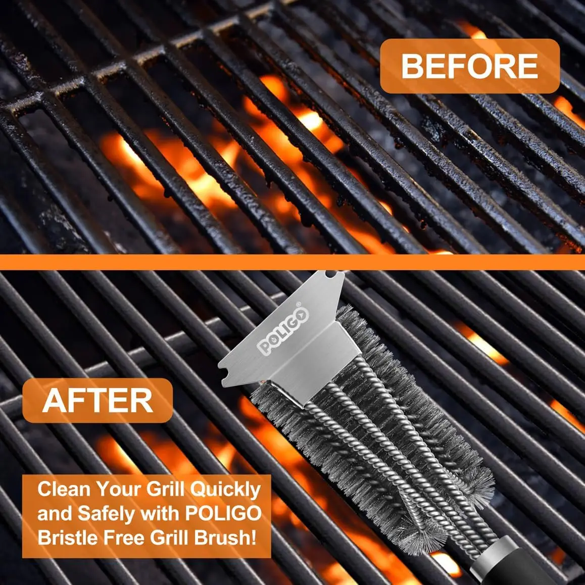 GRILLART Grill Brush Wire Brush Stainless Steel Baking Brush Super Powerful Grill Cleaning Accessories Cleaning Brush BBQ Tools