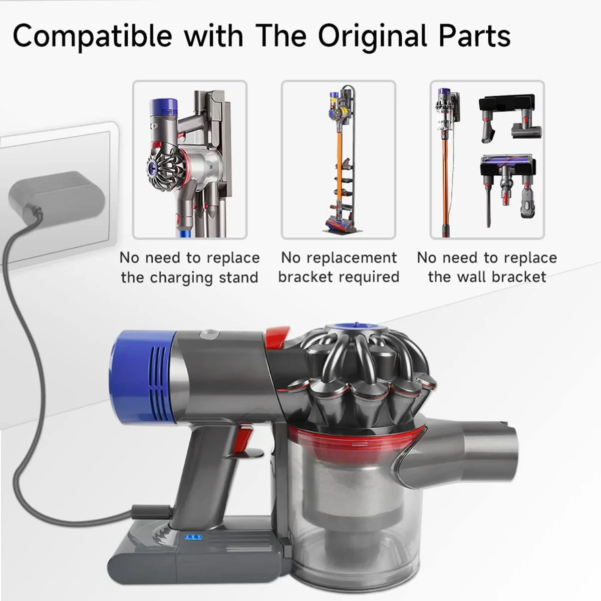 21.6V Replace V8 Battery Adapter+Pre-Filter for Dyson V8 Batteries V8 Absolute V8 Animal Vacuum Cleaner Rechargeable