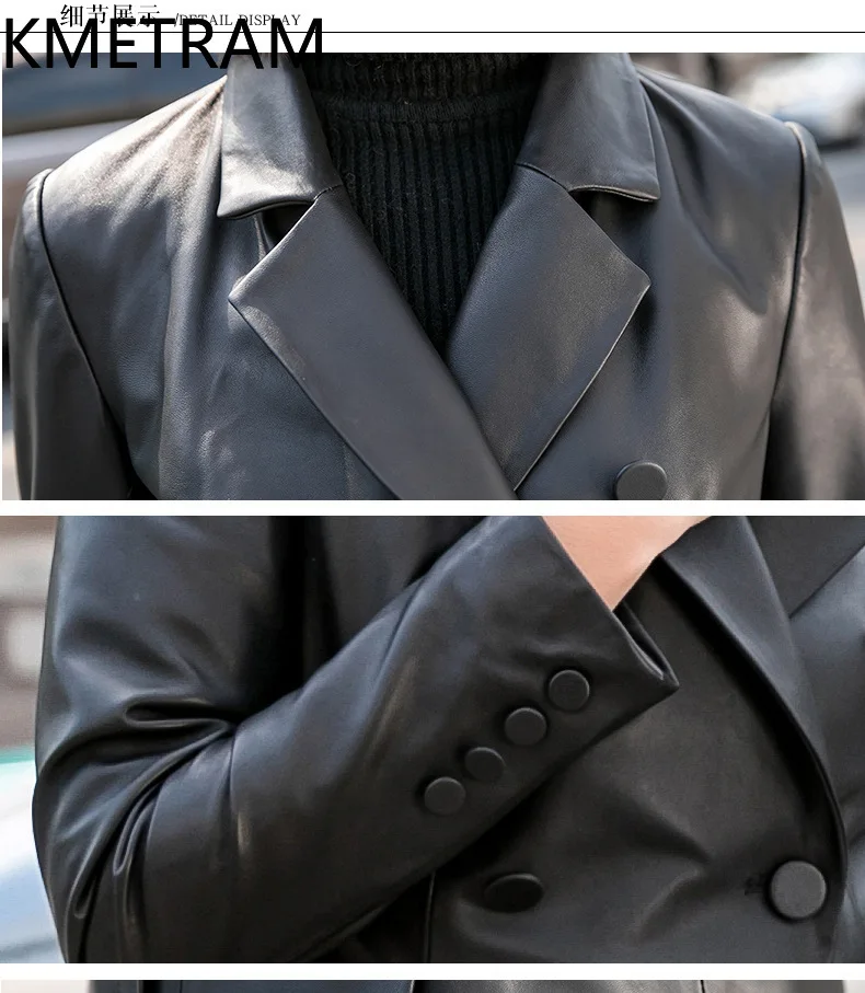 100 % erste Schicht Schaffell Jacke Frau Mode schwarz echtes Leder Anzug Jacken Frauen 2025 Herbst Damen Kleidung Majaбка