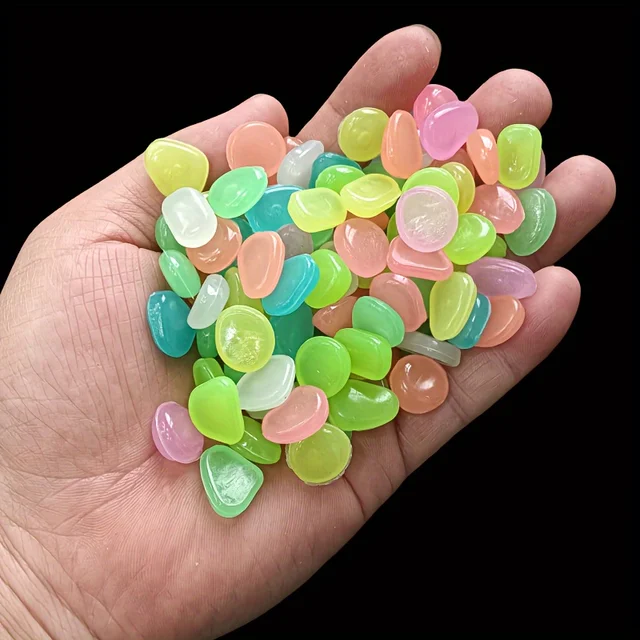 100/500 Pcs/bag, Luminous Stone, Landscape Flower Pot And Fish Tank Beautification Decorative Stone (0.31 * 0.39 Inches) 4