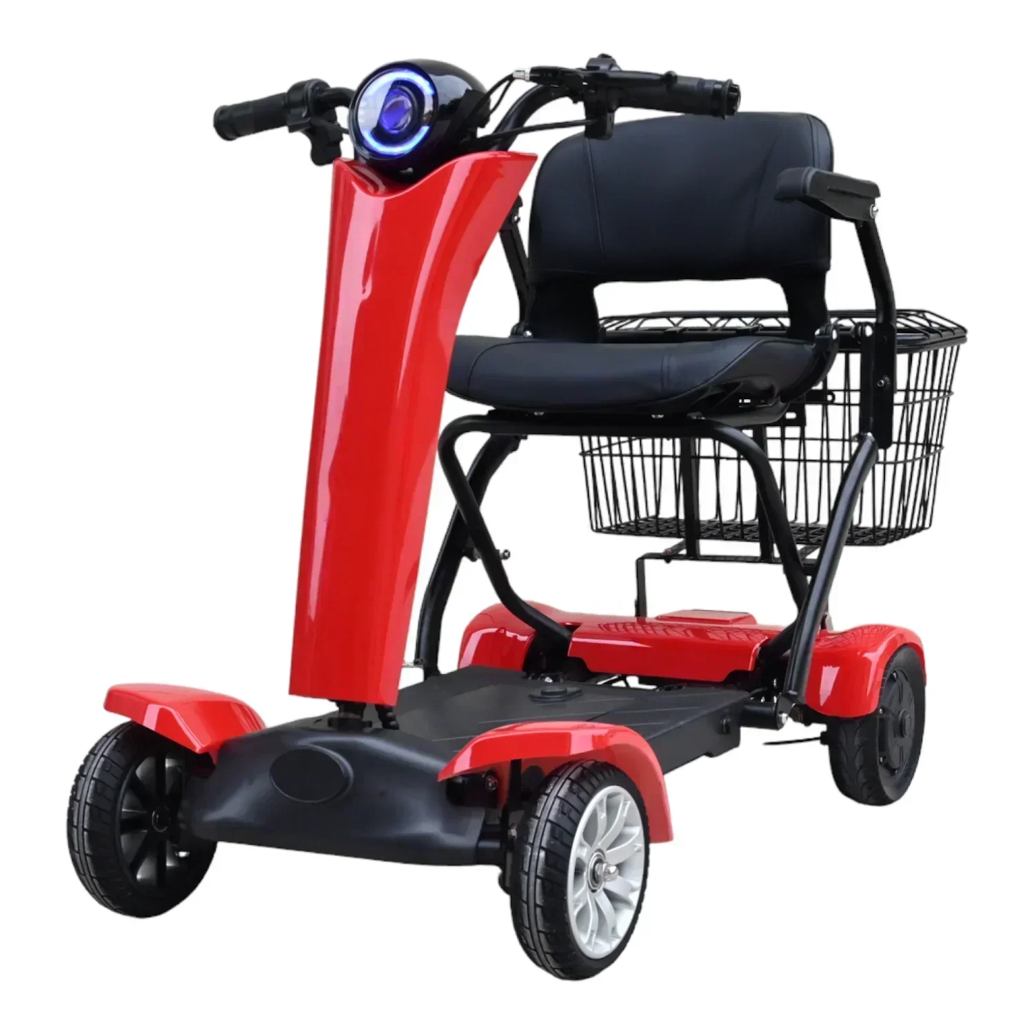 NEW 4-wheel Automatic Folding Elderly Electric Scooter Leisure Lithium‌ Battery Dual Motor with Basket Disabled Mobility Scooter