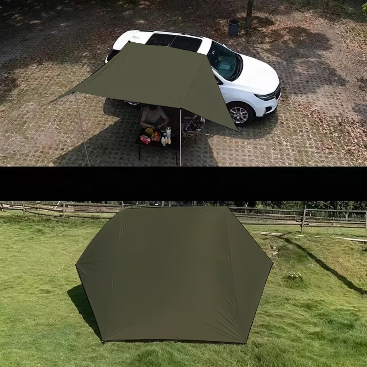 Outdoor-Zelt, Fledermausförmige SUV-Box-Abdeckung, Auto-Seitenzelt, Versilbert, Camping-UV-Zelt, Camping-Privatzelt – Detail 6