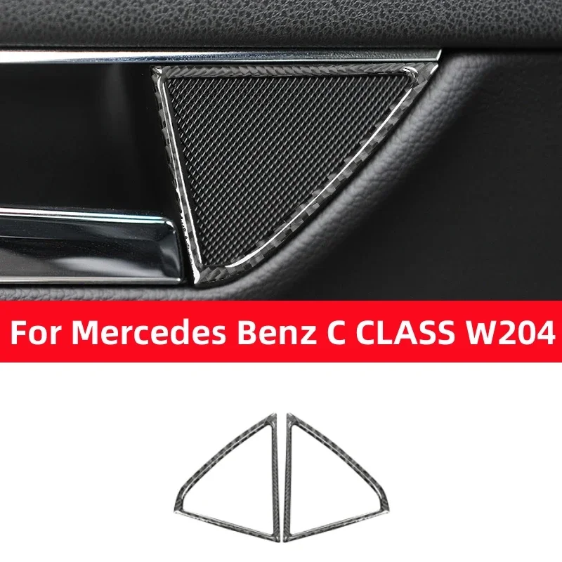 

Для Mercedes Benz C Class W204 2007-2013 автомобильные аксессуары дверной рожок декоративное кольцо накладка накладка из углеродного волокна внутренние наклейки