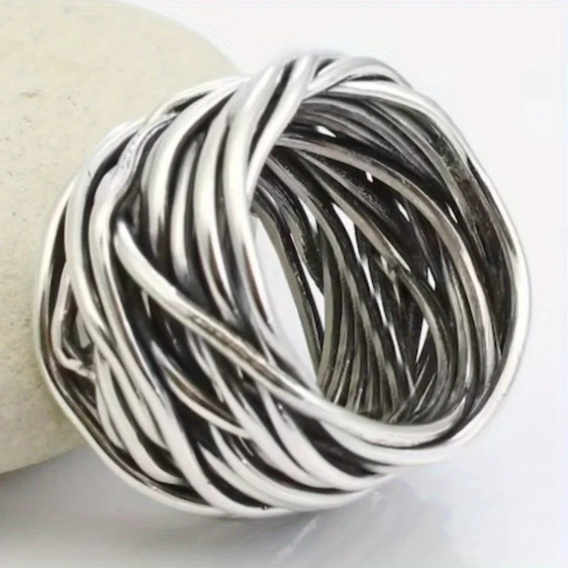Vintage Silberfarbener Geometrie-Ring für Damen Tägliches Tragen Party-Schmuck