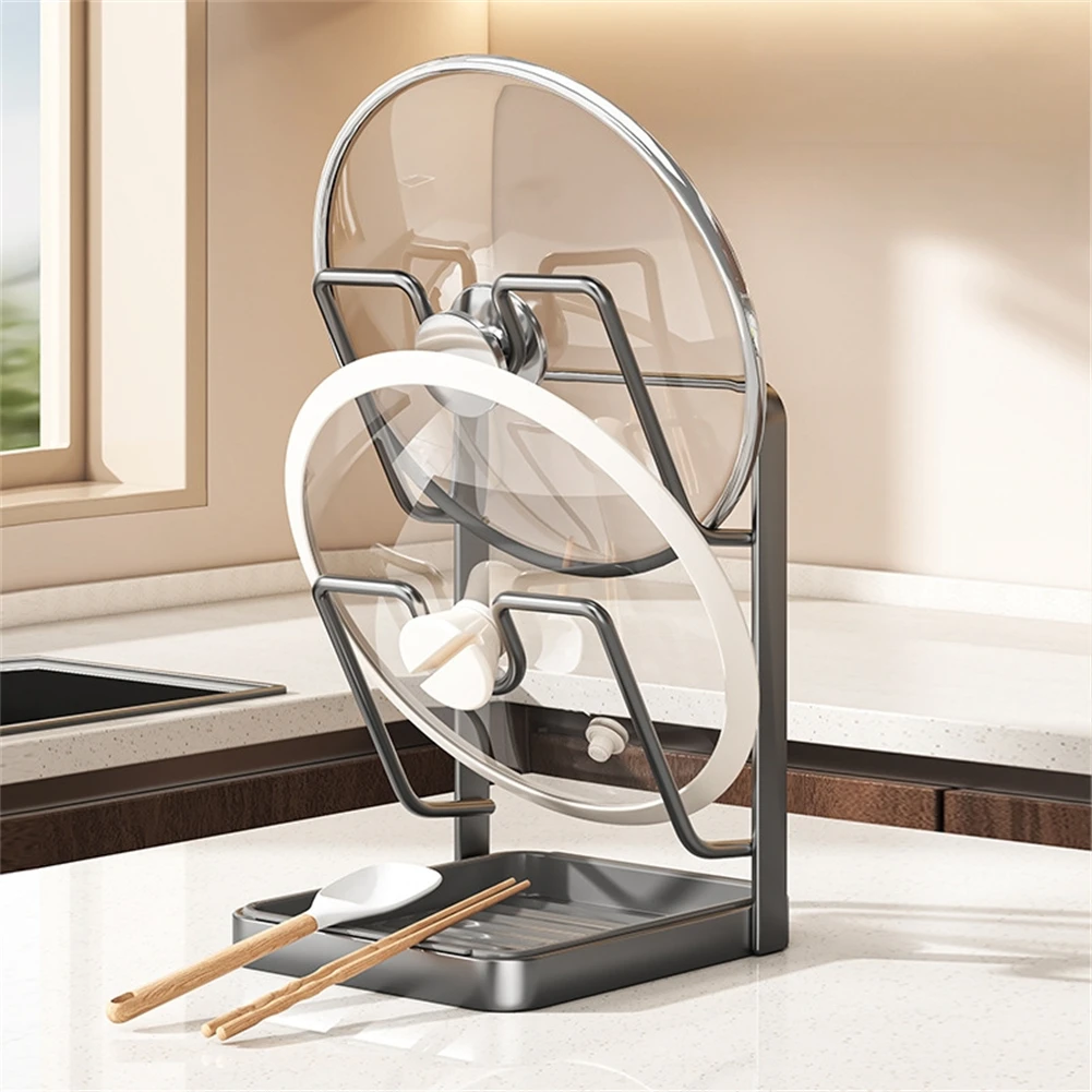 

Pot Lid Holder Pot Lid Organizer Spoon Rest Rag Bracket For Kitchen Tools Countertop Pot Lid Rack 18.2x13.6x22.5cm Grey,White