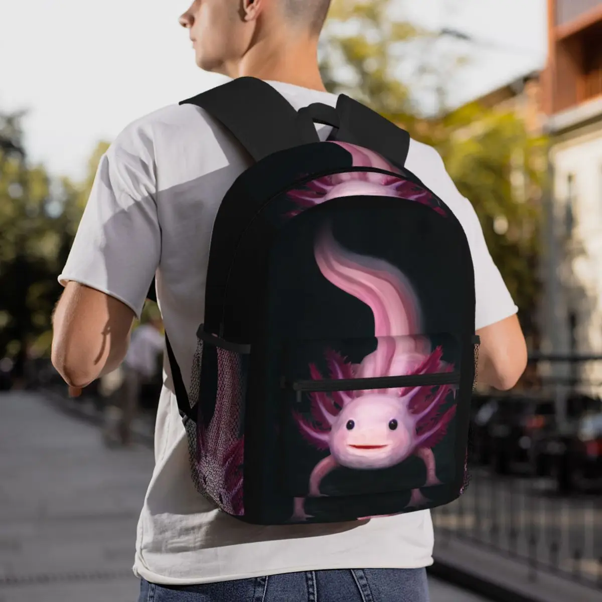 Beautiful Axolotl Mexican Walking Fish Backpack Student BookBag Children School Bag Computer Shoulder Bags for Boys Girls
