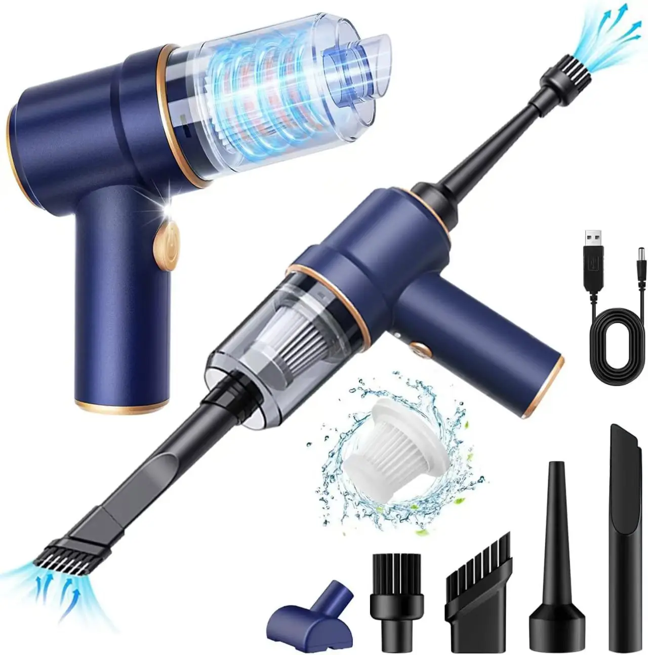 

120W High Power Wet & Dry Handheld Car Vacuum Cleaner, 9000Pa Vacuum Cleaner & Air Dust Collector with LED Light & Multi Nozzle