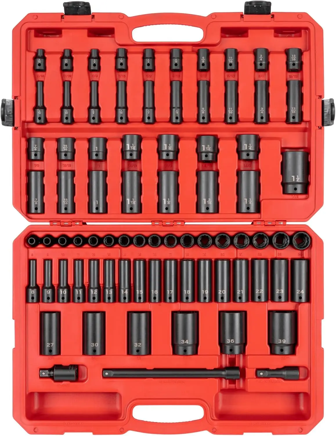 1/2 Inch Drive 12-Point Impact Socket Set, 78-Piece (5/16-1-1/2 In., 8-39 Mm) | Sid92408