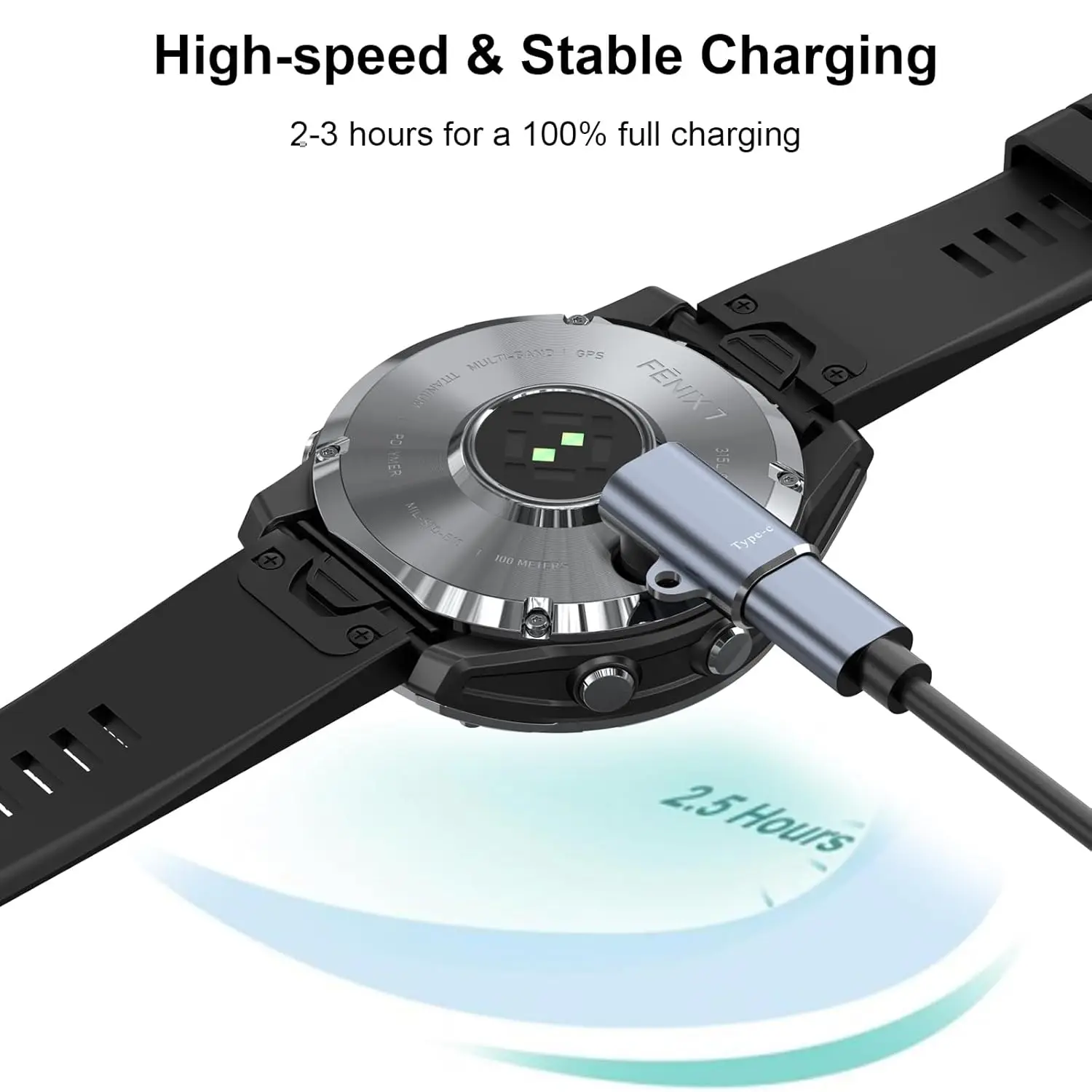 2 قطعة محول شحن ساعة كابل USB من النوع C متوافق مع سلسلة Garmin Fenix 7/7S/7X/6/6X/6S Forerunner 965/955/255 والمزيد