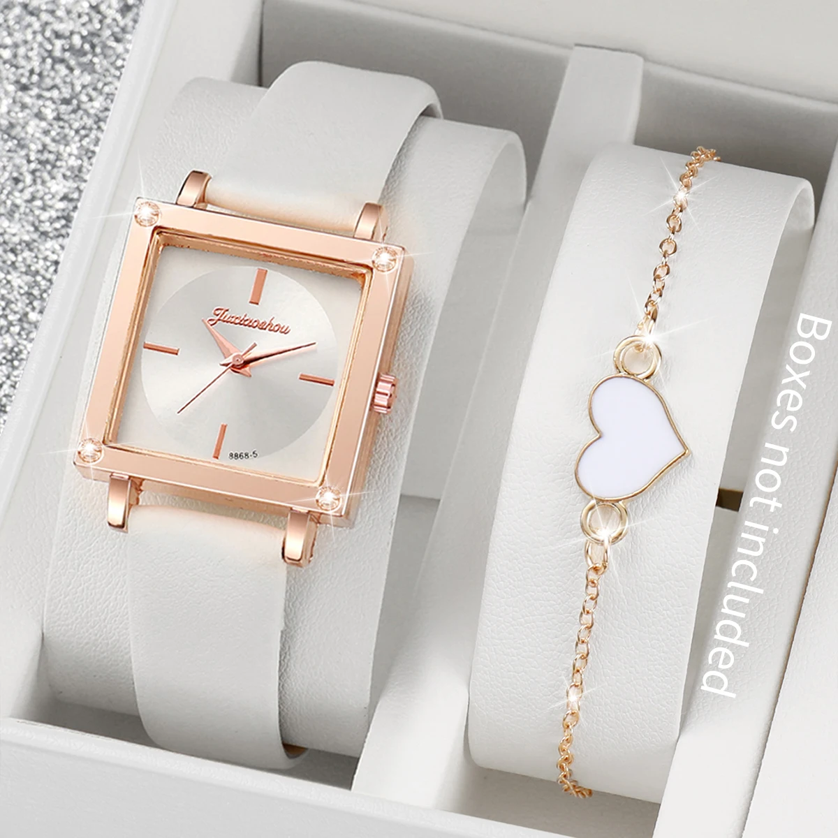 

2 шт./комплект, женские кварцевые часы с кожаным ремешком