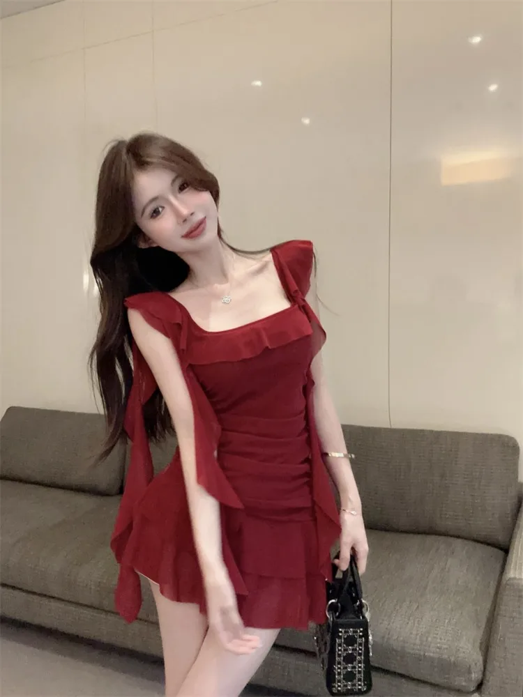 

Pure Desire Sweet Spicy Strapless Dress Design Unique Asymmetrical Sash Small Waist Elegant Beautiful Summer Gown