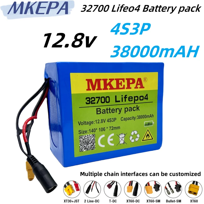 12.8V 38Ah 32700 Lifepo4 Battery Pack 4S3P With 4S 40A Maximum 100A Balanced BMS 14.6V Electric Boats Scooter 12V UPS Toys car