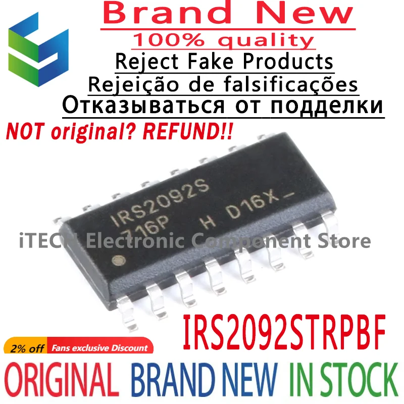 (10-20)pcs/lot Original IRS2092STRPBF IRS2092STR SMD IRS2092S SOP16 Audio Power Amplifier 100% New and Genuine